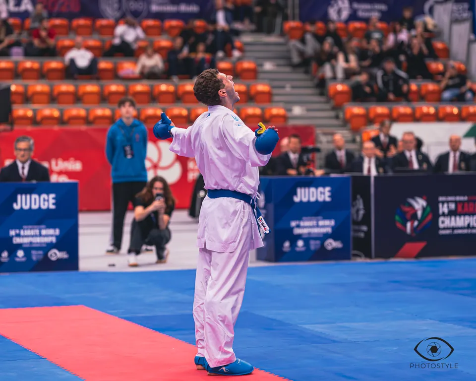 Kumite: an athlete after the strike