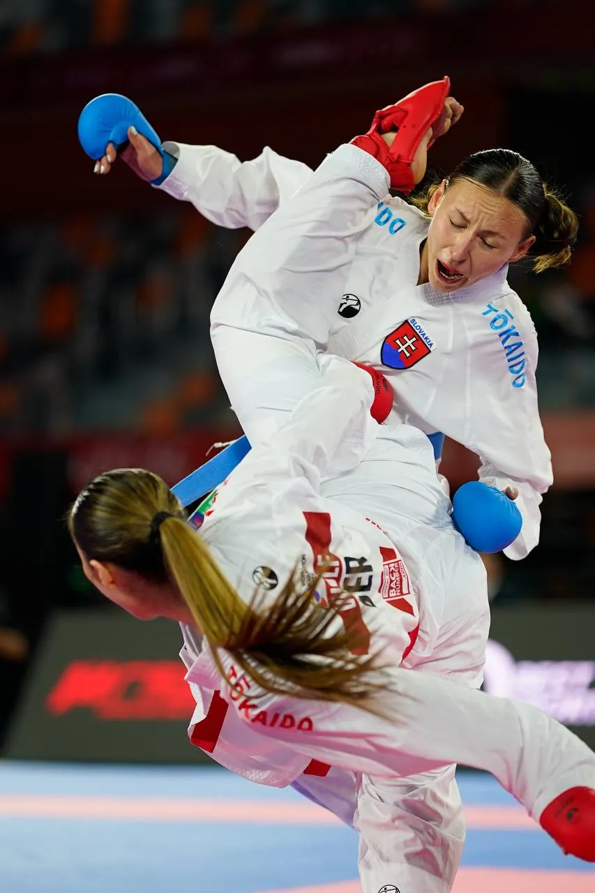 Kumite: a jumping kick