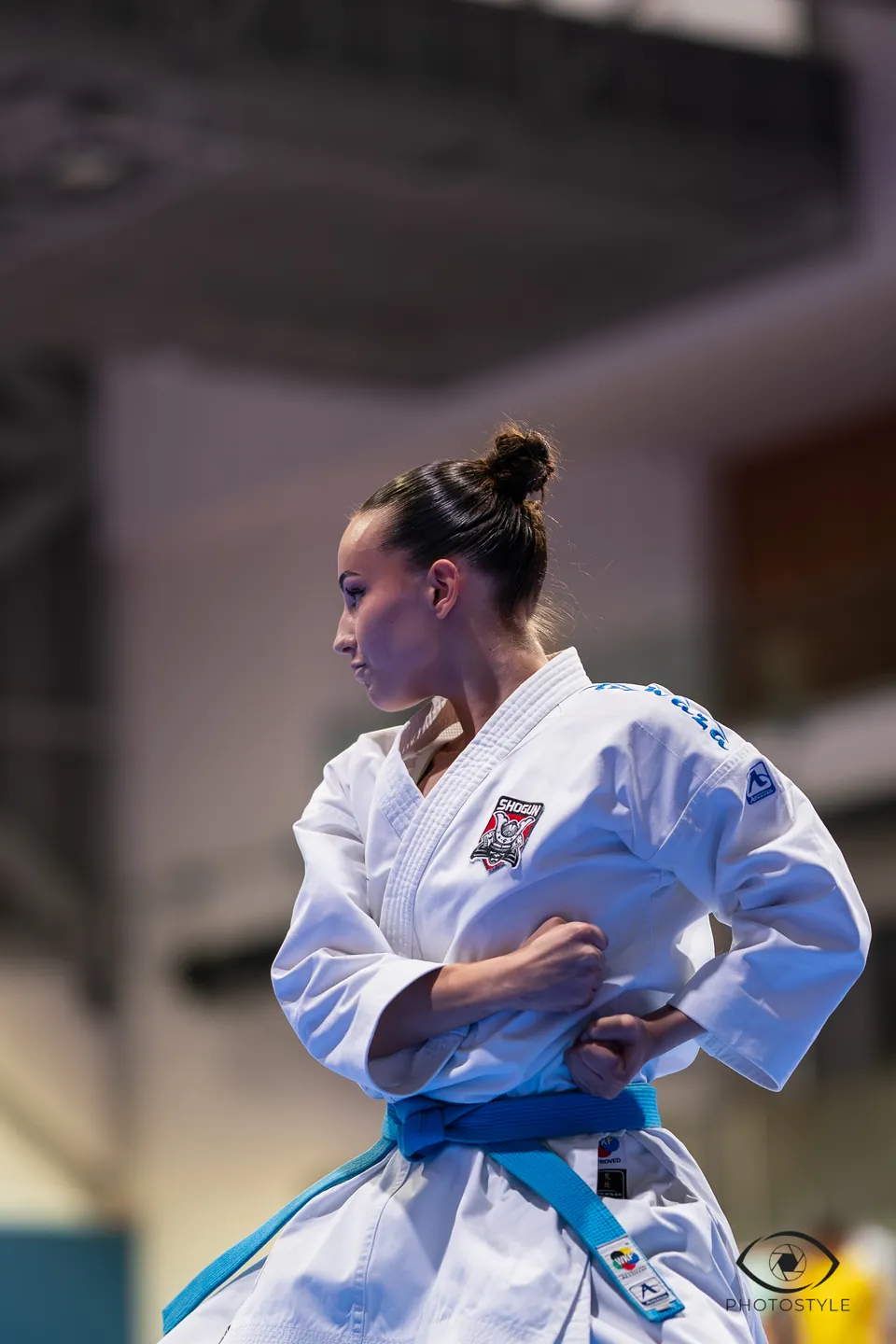 Kata: an athlete with a blue belt
