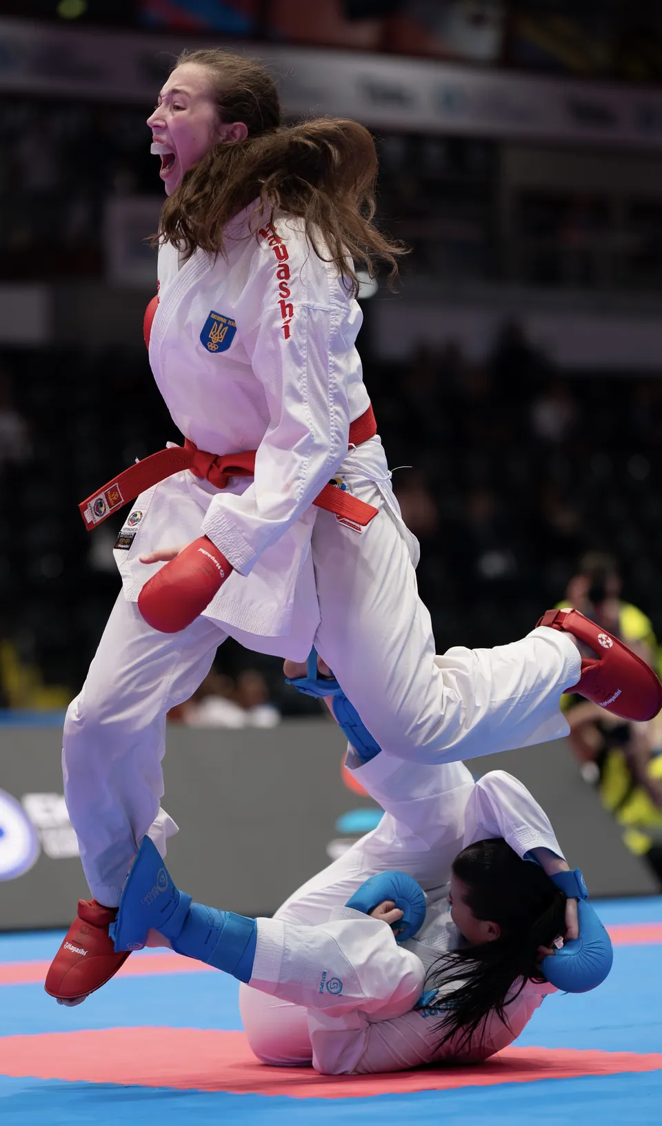 Kumite: a leap after a takedown