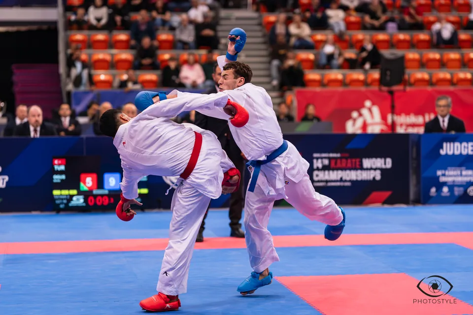 Kumite: a head kick at the World Championships